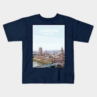 London Houses of Parliament England UK  Big Ben. Travel poster Kids T-Shirt